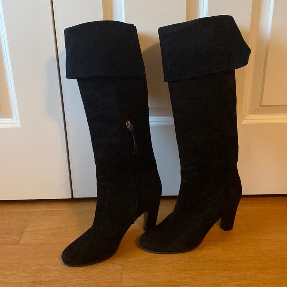 Ann Taylor Loft Black Over the Knee SUEDE Boots, Size 8.5